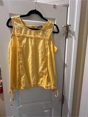 Democracy cotton tank top with side ties, new with tags, yellow